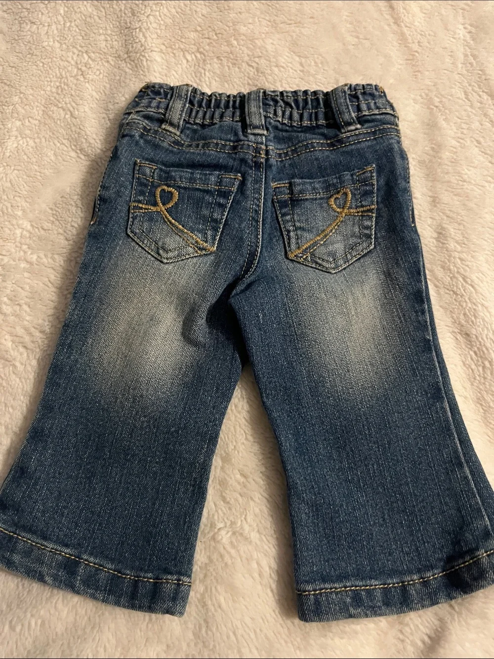 The Children's Place Blue Denim Jeans with Pink & Green Heart Embroidery